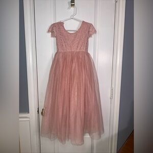 Long Length Dusty Rose Pink Full Colour Lace Flutter Sleeves Girls‎ Size 4T